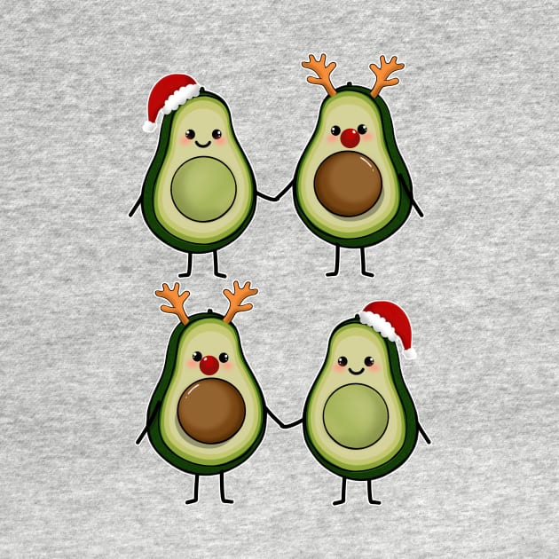 Christmas Avocados Cute avocado couple Pattern by SusanaDesigns